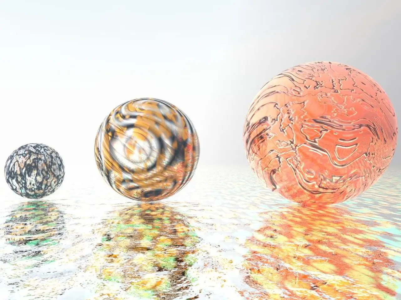 In the image there are three spring balls on the floor.