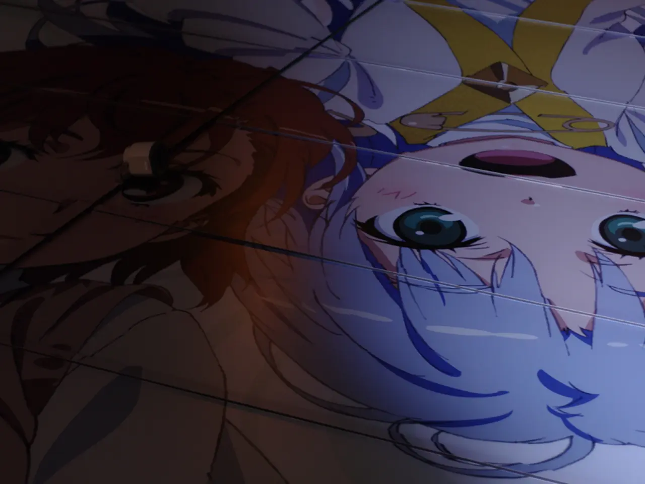 In this image in the foreground we can see some anime characters one on the left side and one on...