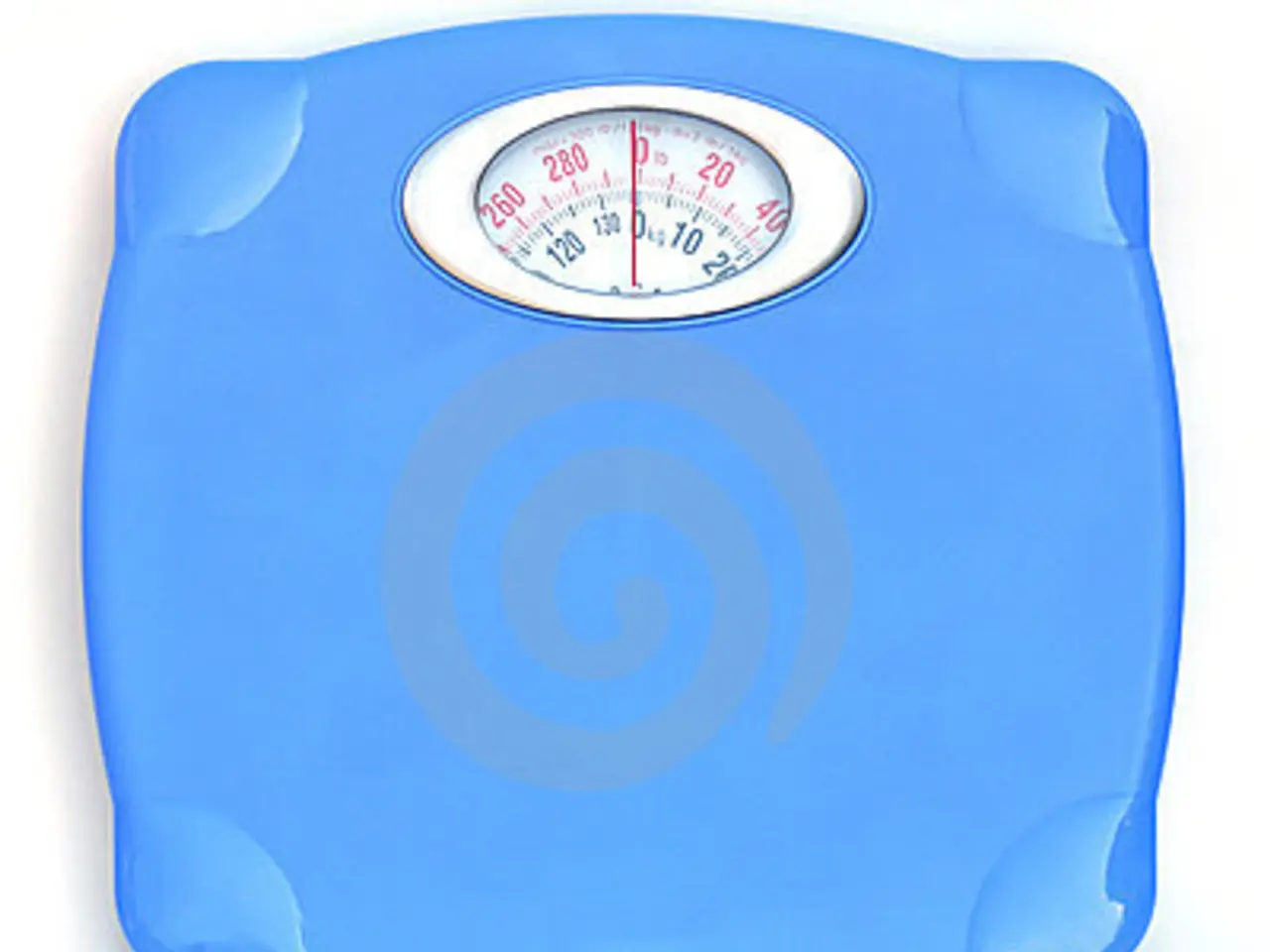 In the picture we can see a body weighing machine, there is a watermark on the picture.