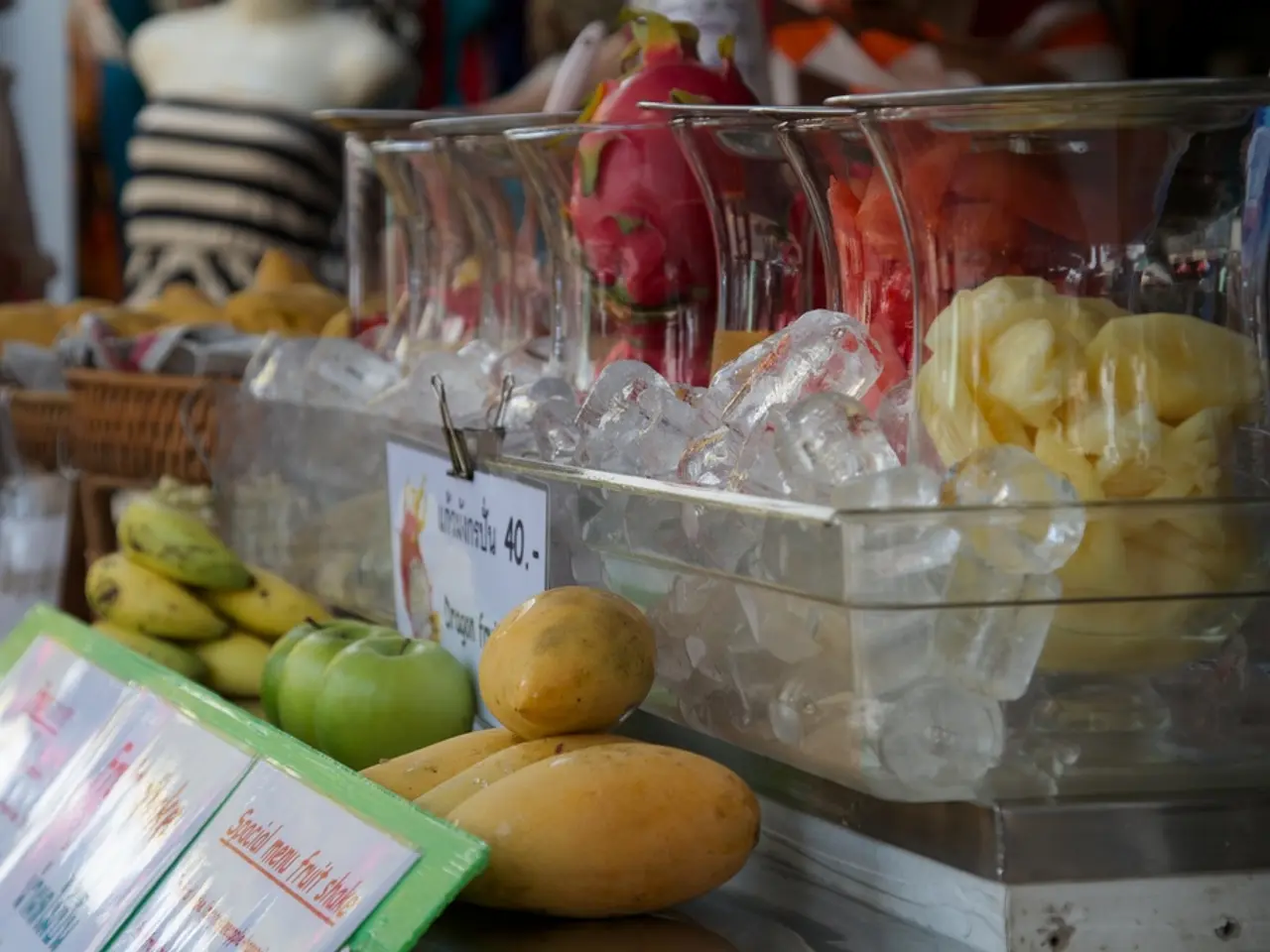 In the picture I can see few jars which has few fruits placed in it in the right corner and there...