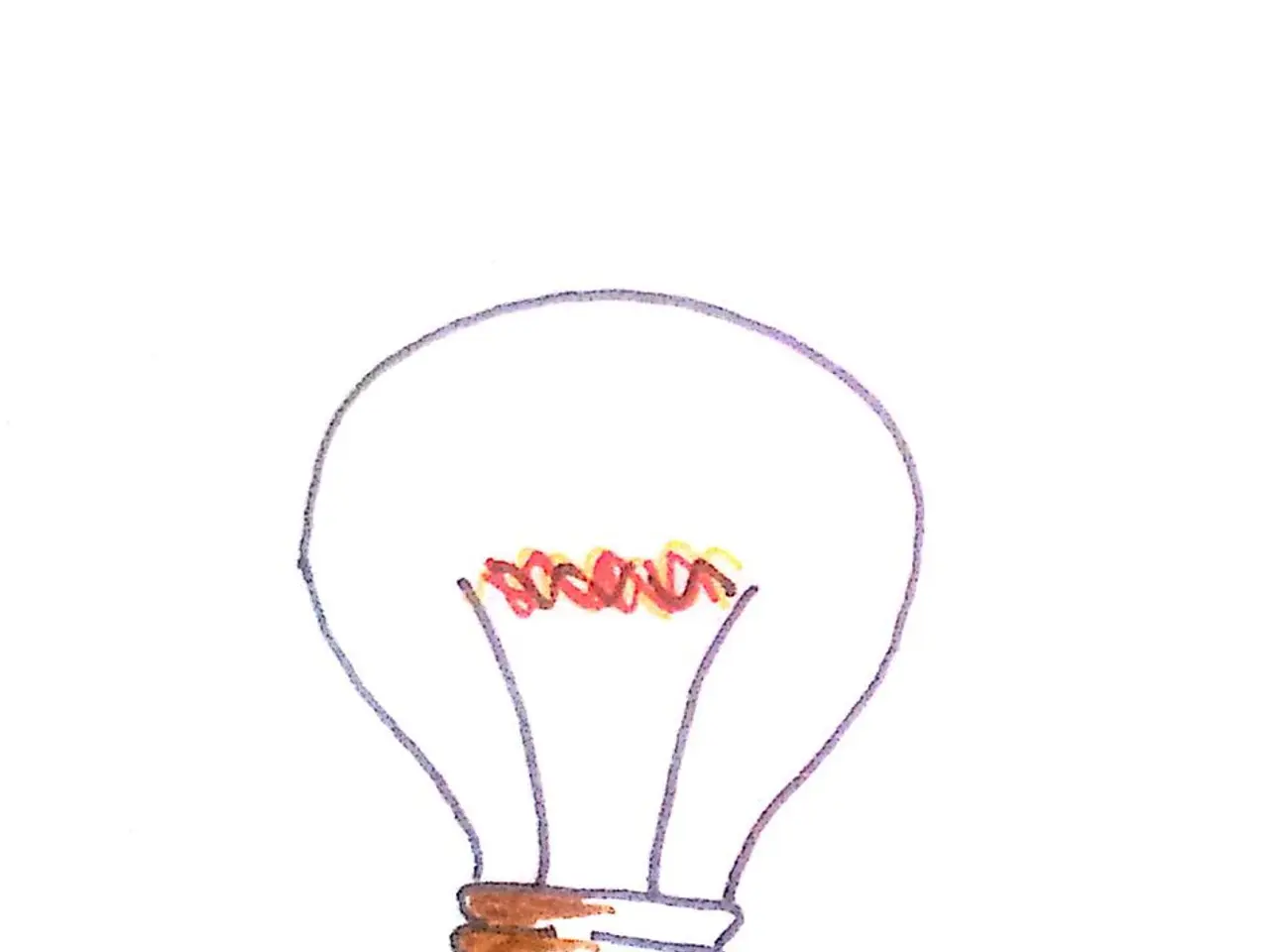 There is drawing of a bulb on a white surface.