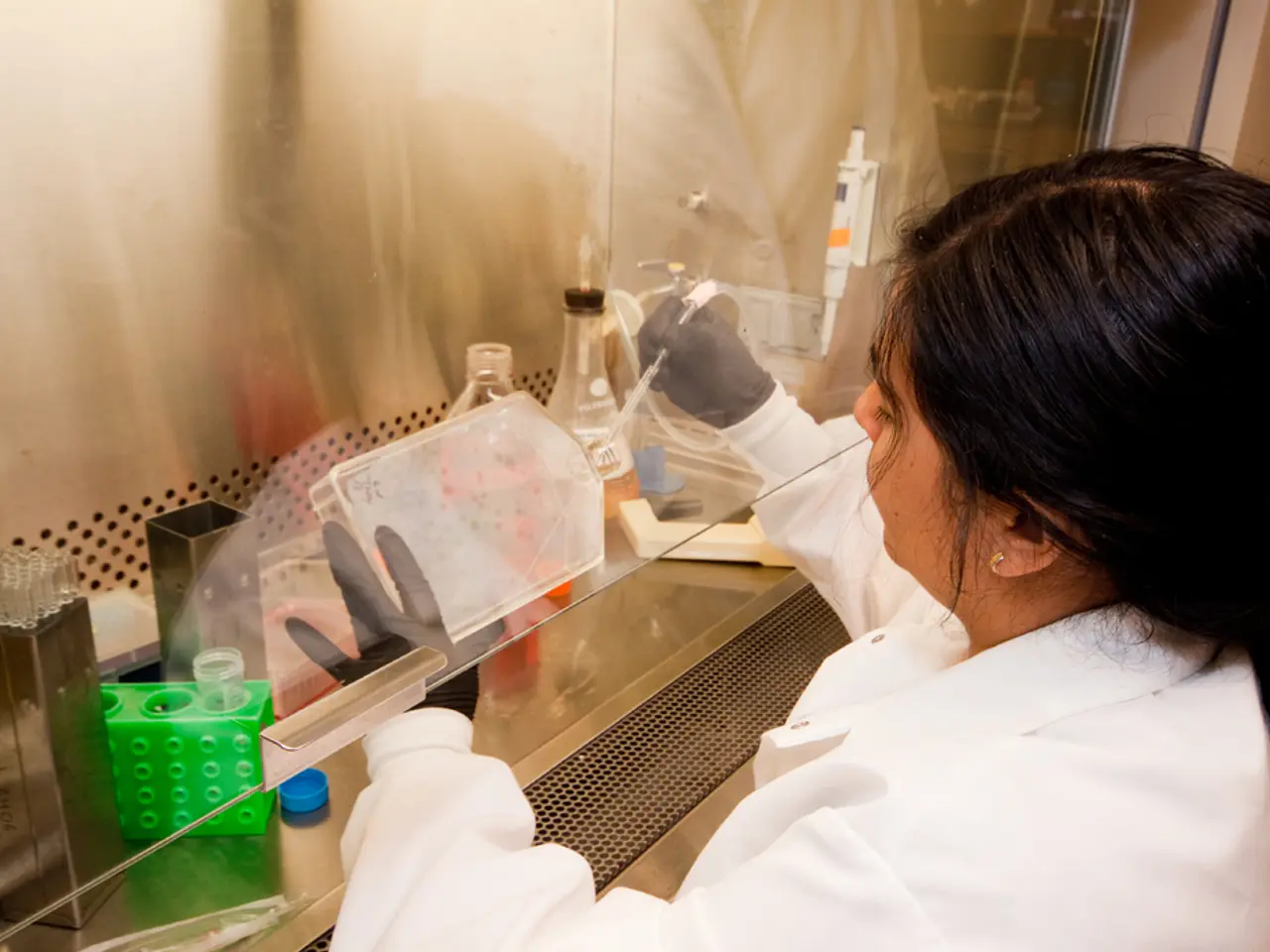 In this picture we can see a woman in the white dress is doing some work and in front of the woman...