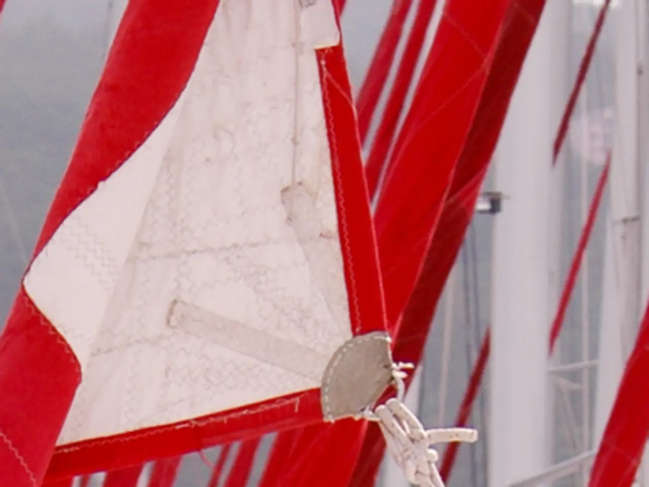 In this image, it looks like a banner, which is tied with the ropes. In the background there are...