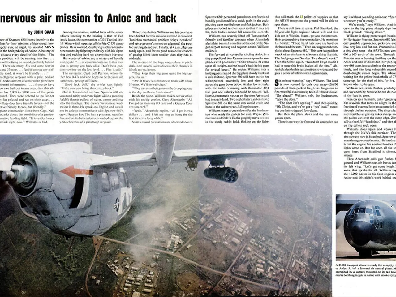 In this image, we can see the photo of a newspaper, we can see the aircraft's and some text.