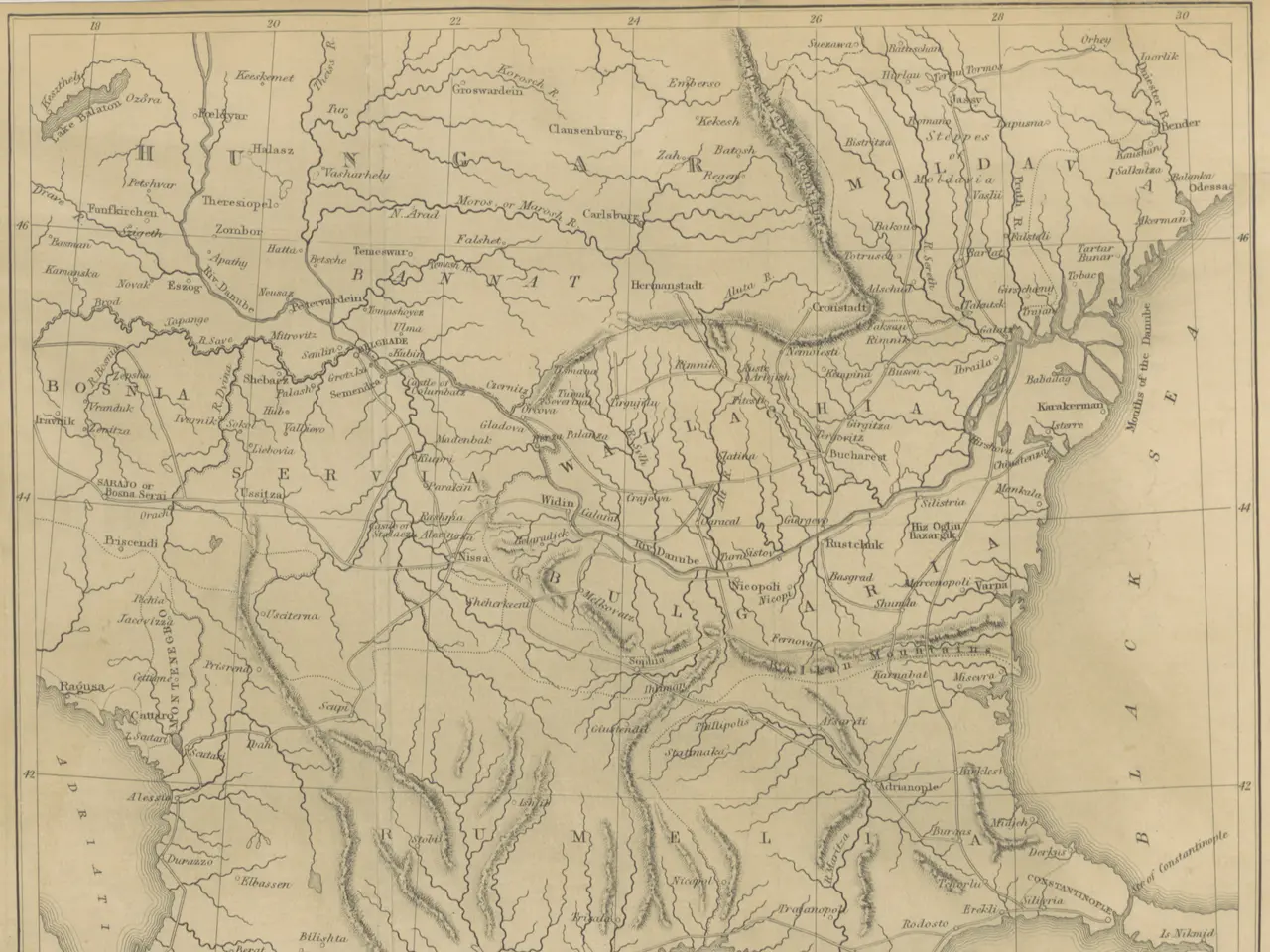 The image shows a paper with a map of the lower Danube and its adjacent provinces. The map is...