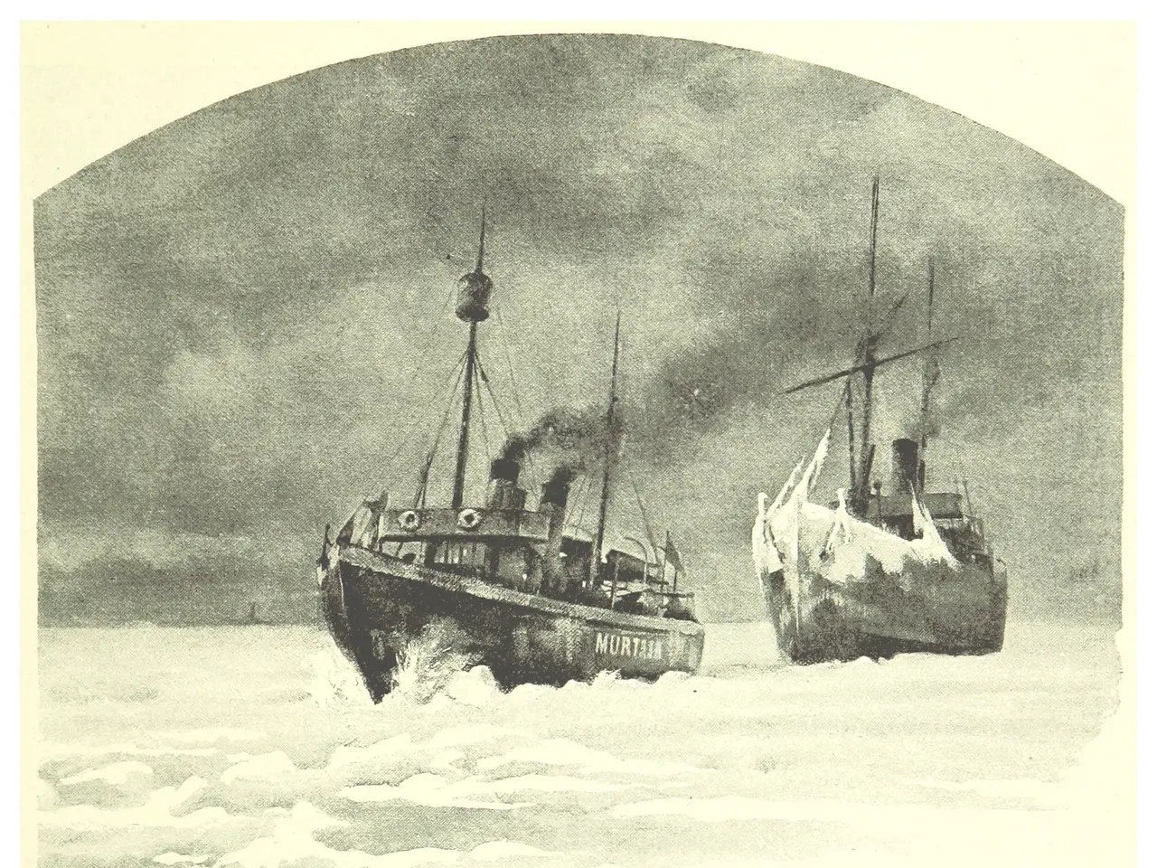 The image shows two boats in the water, with a sky in the background. At the bottom of the image,...