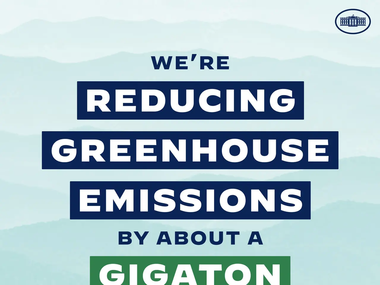 The image shows a poster with text and a logo that reads "We're Reducing Greenhouse Emissions by...