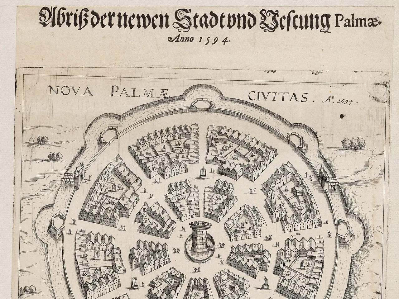 The image shows a paper with a drawing of a map of the city of Palma de Mallorca, Spain, with text...