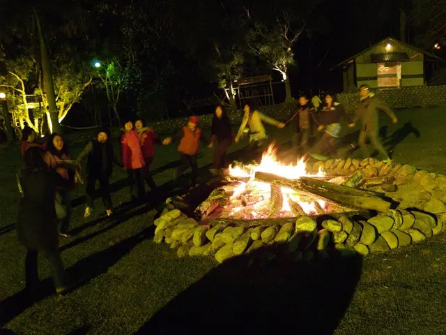 Celebratory ambiance fills the "Valley of Fire" during its anniversary celebration