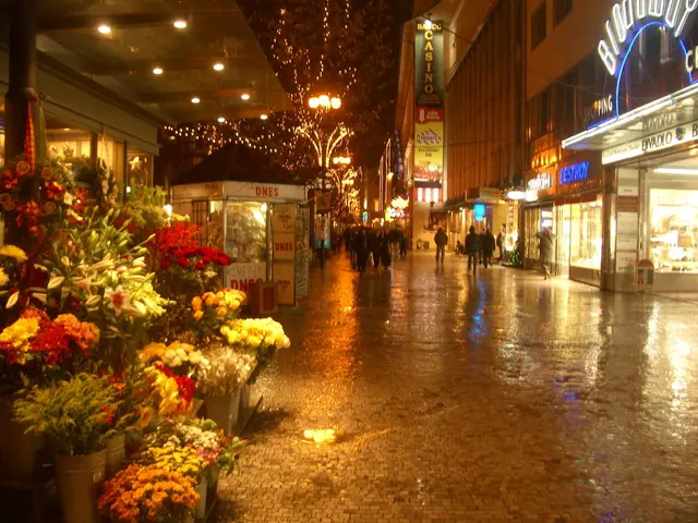 Two individuals strolling along a lengthy avenue