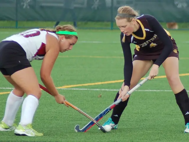 German women's hockey squad giving maximum effort in the semi-final round of the European...