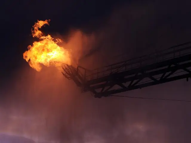 Naval firefighting drill on a vessel in the North Sea at Bremerhaven port