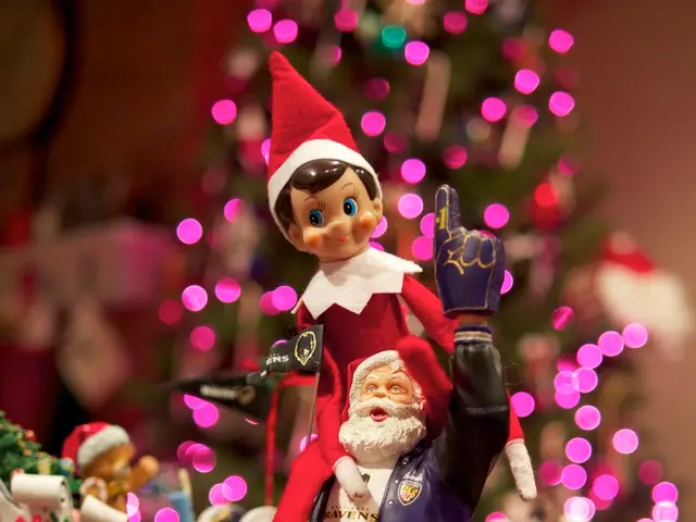 Two celestial beings, enacting the essence of Christmas, in constant motion.