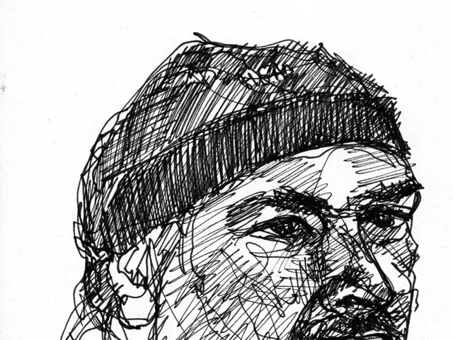 In the image there is a sketch art of a man.