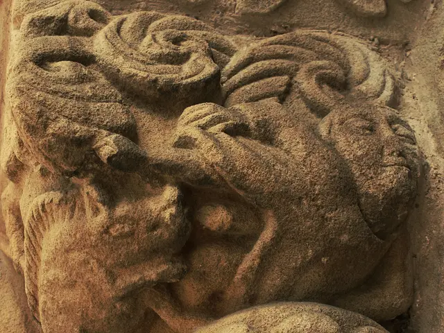 In this image we can see stone carvings.