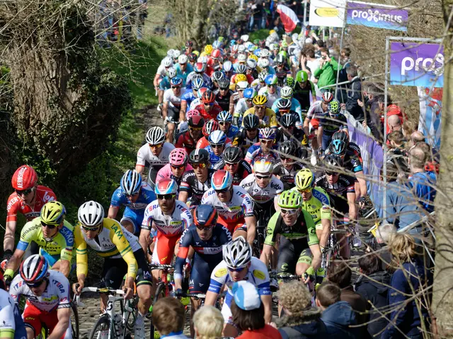 At the center of the image there are so many people riding a bicycle. On the right and left side of...