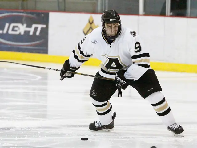 In this image we can see a person playing ice skating. In the background there is a wall.