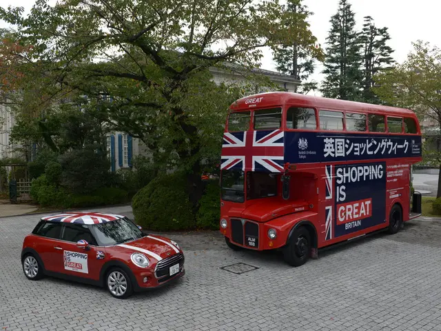 In this image there is a car and a bus on a floor, in the background there are trees and a house.