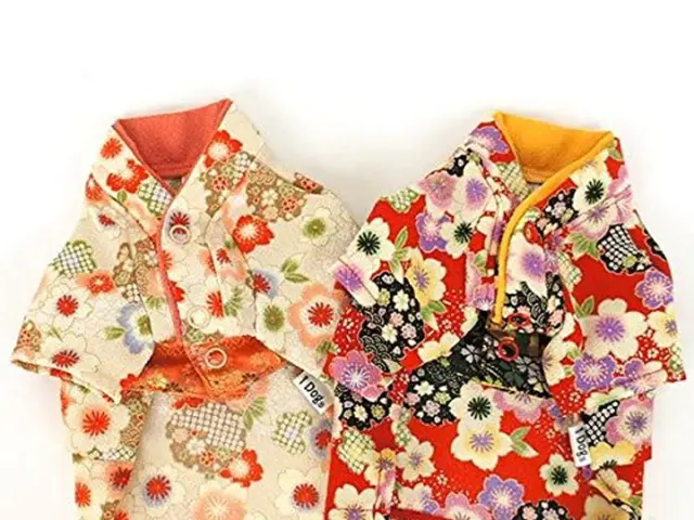 In the image on the white floor to the left side there is a dress with orange flowers. And to the...