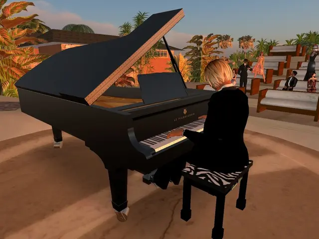 It is an animated image in which there is a girl in the middle who is sitting on the stool and...