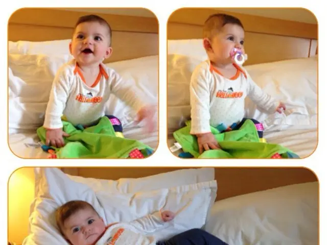 There is a collage image of three different pictures of a same kid. In the first and second...