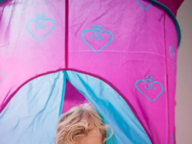 This is a zoomed in picture. In the foreground we can see the floor mat and a kid wearing a frock...