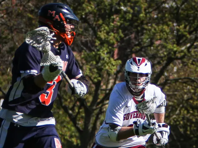 In this image there are two players wearing helmets and holding bats in their hands and playing in...