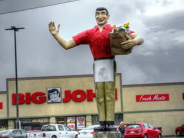 In this image we can see a statue, light pole, vehicles, a house, wire, there are some posters, and...