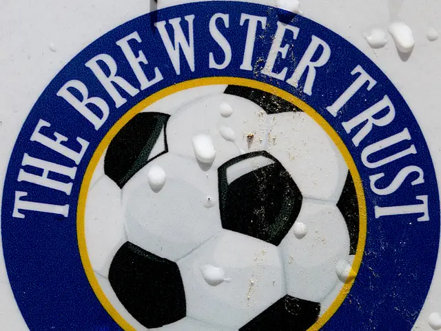 In this image I see the logo of a football and I see words written and I see 2 stars.