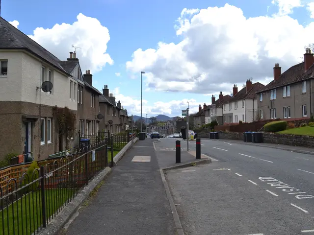 In this image there are iron grills, fence, grass, plants, poles, lights, boards, vehicles on the...