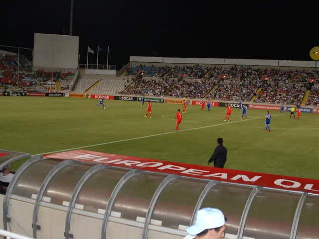 In this image, we can see some persons playing football. There is a crowd in the middle of the...