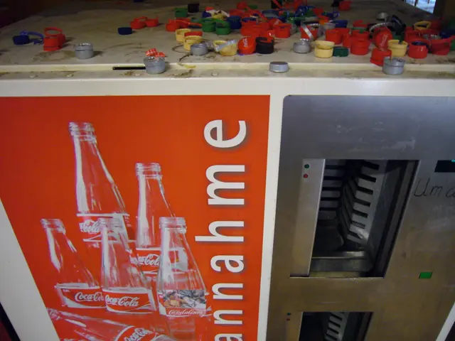 In the image there is a machine. On the machine there is poster with images and something written...