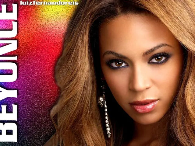 It is an edited image there is a photo of a singer and beside the photo her name is printed.