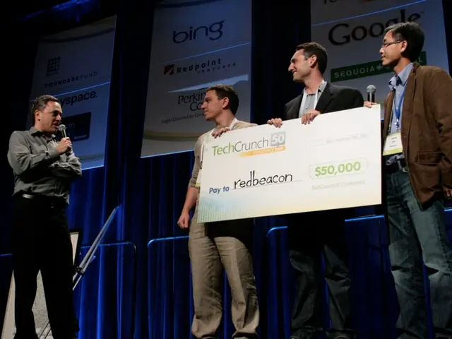 This picture shows three men standing and holding a placard in their hand and we see a man standing...