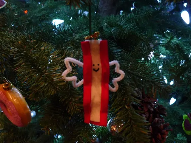 In this image I can see Christmas tree on which I can see lights and Christmas ornaments visible.