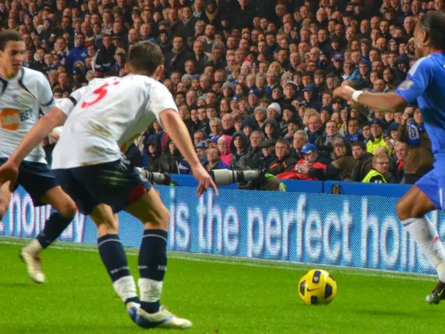 In this image in the front there are persons playing and there is a ball. In the center there is a...