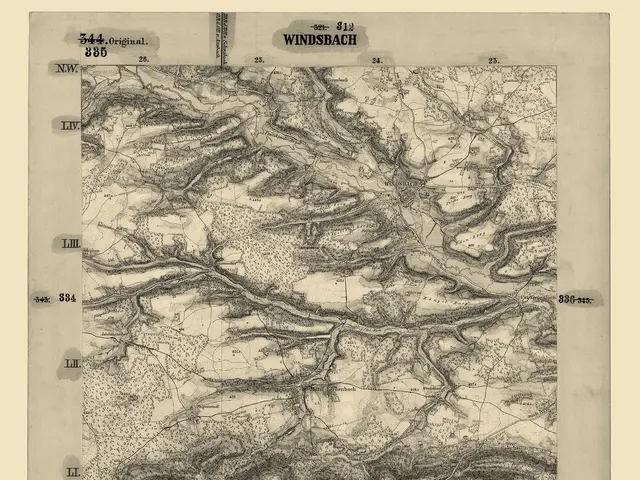 The image shows an old topographic map of the area of Windsbach, Germany. It is a paper with text...