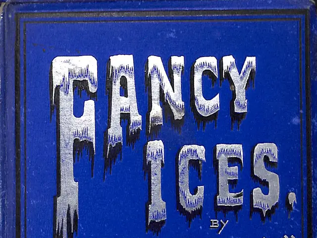 The image shows a blue book with the title "Fancy Ices by M.A.B. Marshall" written on it, along...