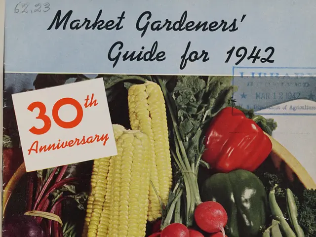 The image shows a book titled "Market Gardener's Guide for 1942" with a picture of a variety of...