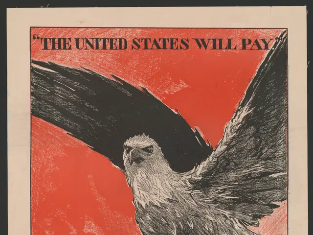 The image shows a poster with a picture of an eagle and text that reads "The United States Will Pay...