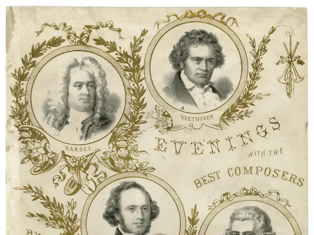 The image shows a poster with pictures of five men and text that reads "Evenings with the Best...