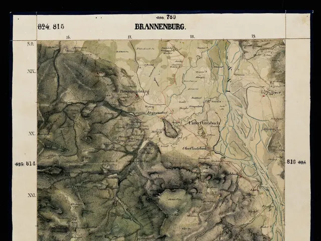 The image shows an old topographic map of the area of Brannenburg, Germany, with a black...