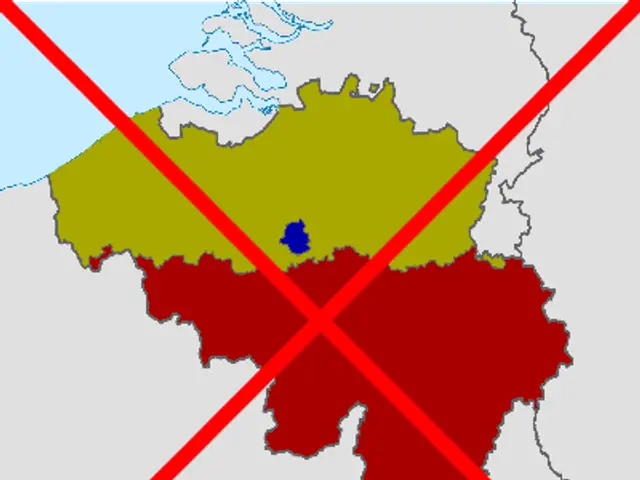 The image shows a map of Germany with a red cross in the middle of it, indicating that the country...