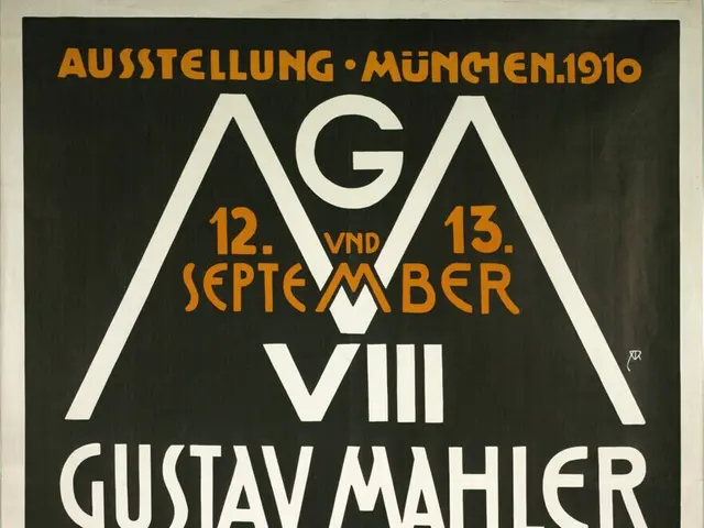 The image shows a poster for Gustav Mahler's symphonic concert in Munich, Germany. The poster is in...