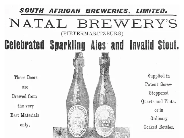 The image shows an advertisement for Natal Brewery's sparkling ale and invalid stout, featuring a...