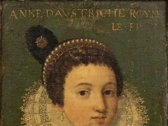 The image shows a portrait of Anne Davy, the Duchess of York, painted by an unknown artist. She is...