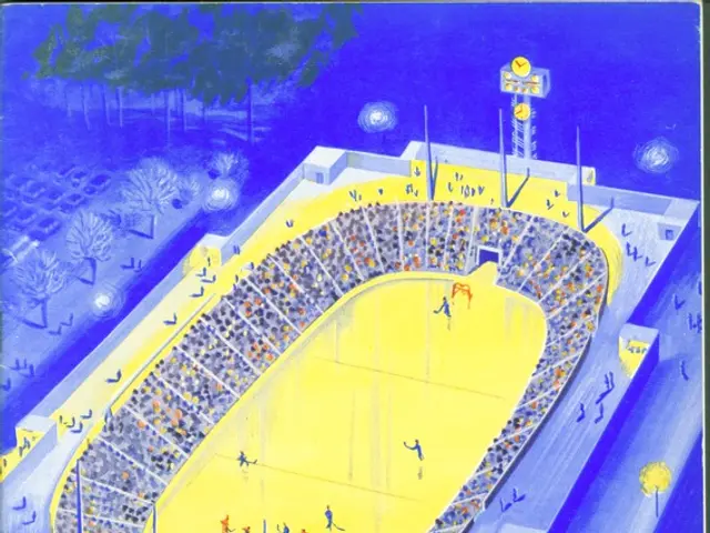 The image shows a poster advertising a hockey game in Johannesburg, South Africa in 1955. It...