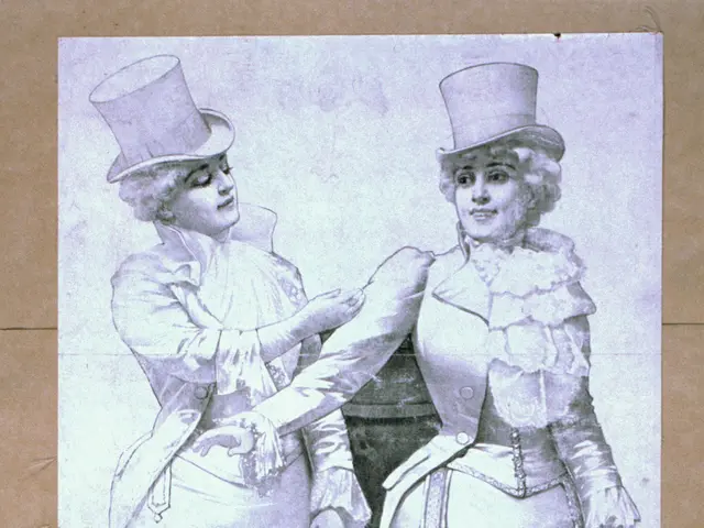 The image shows a poster of Phil Sheridan's New City Sports Company, featuring two people standing...