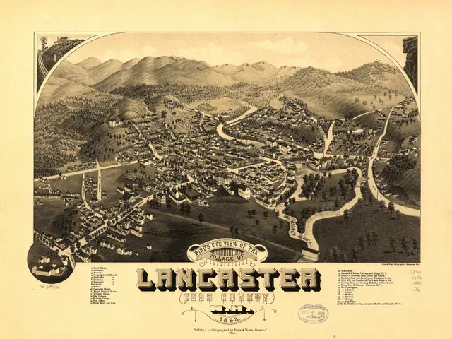The image shows an old map of Lancaster, Pennsylvania from 1883. It is a black and white image with...