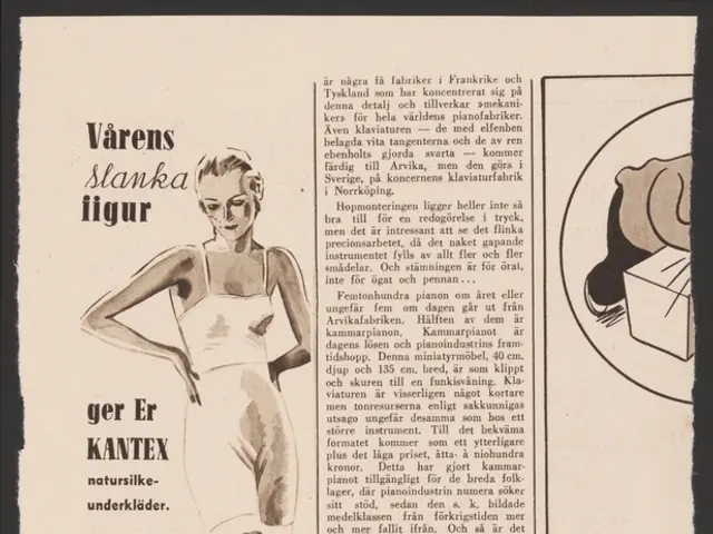 The image shows an advertisement for a woman in a bathing suit, with a human face in the center of...